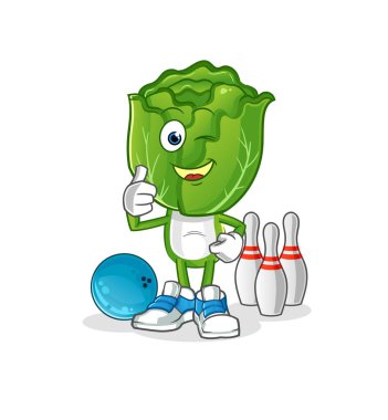 cabbage head cartoon play bowling illustration. character vector