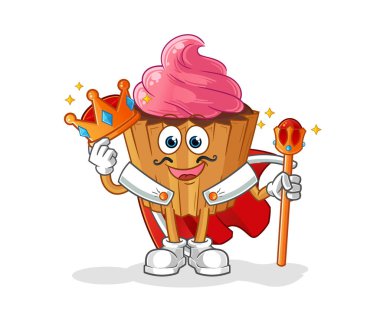 cupcake king vector. cartoon character