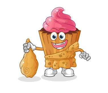 cupcake ancient cartoon. cartoon mascot vector