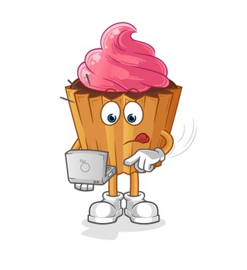 cupcake with laptop mascot. cartoon vector