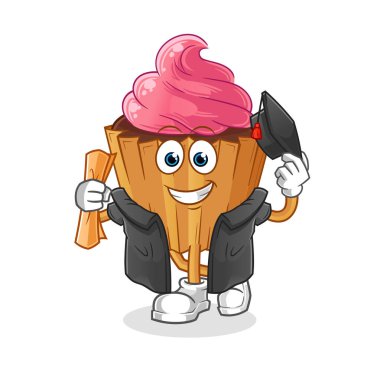 cupcake graduation vector. cartoon character