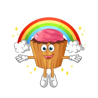cupcake with a rainbow. cartoon vector
