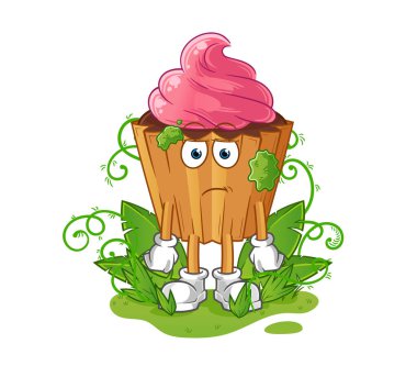 cupcake waiting too long mascot. cartoon vector