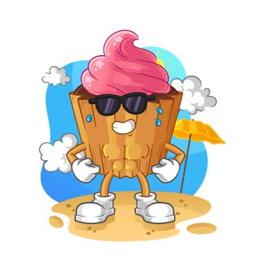 cupcake sunbathing in summer. character vector