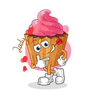 cupcake flirting illustration. character vector