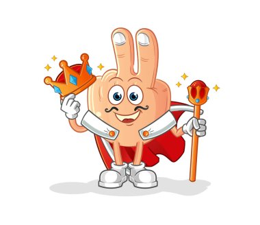peace finger head cartoon king vector. cartoon character