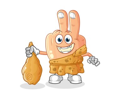 peace finger head cartoon ancient. cartoon mascot vector