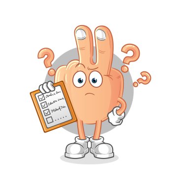 peace finger head cartoon schedule list vector. cartoon character
