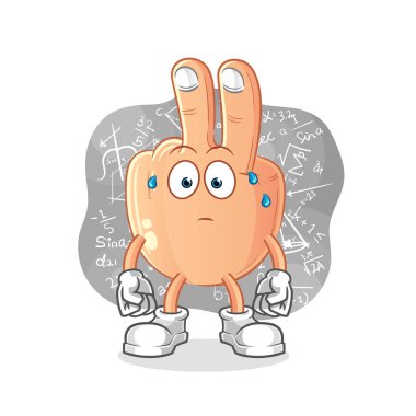 peace finger head cartoon thinking hard vector. cartoon character