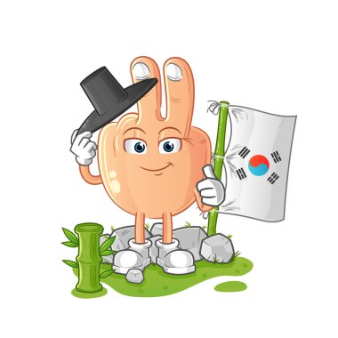 peace finger head cartoon korean character. cartoon mascot vector