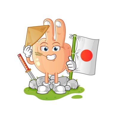 peace finger head cartoon japanese vector. cartoon character