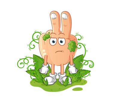 peace finger head cartoon waiting too long mascot. cartoon vector