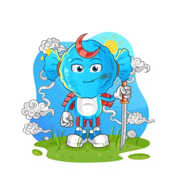 candy head cartoon samurai. cartoon mascot vector