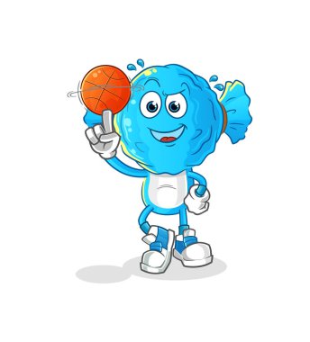 candy head cartoon playing basket ball mascot. cartoon vector