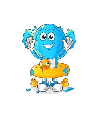 candy head cartoon with duck buoy. cartoon mascot vector