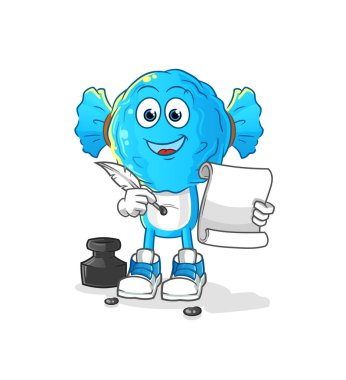 candy head cartoon writer vector. cartoon character