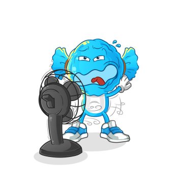 candy head cartoon in front of the fan character. cartoon vector