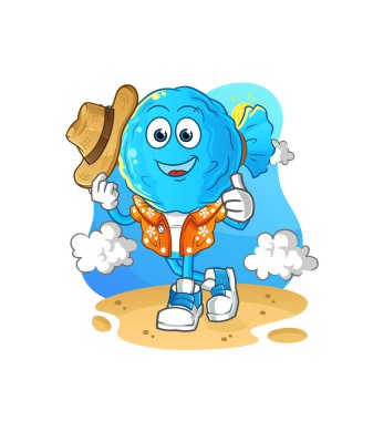 candy head cartoon go on vacation. cartoon mascot vector