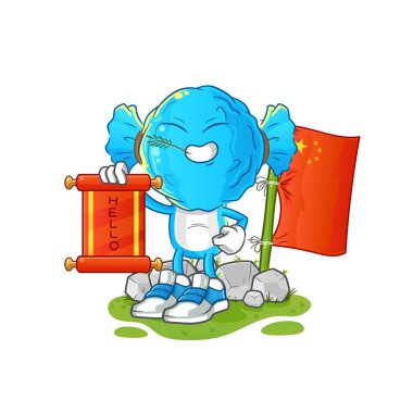 candy head cartoon chinese. cartoon mascot vector