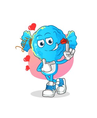 candy head cartoon flirting illustration. character vector
