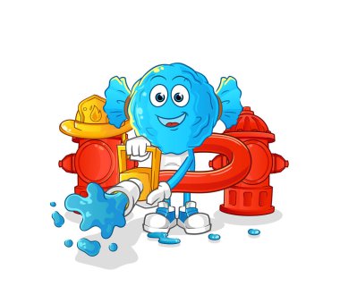 candy head cartoon firefighter vector. cartoon character