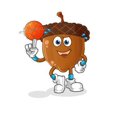 acorn head cartoon playing basket ball mascot. cartoon vector