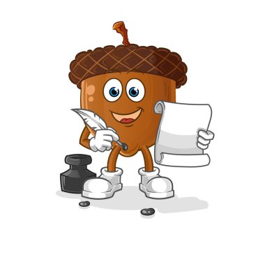 acorn head cartoon writer vector. cartoon character