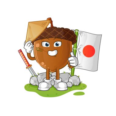 acorn head cartoon japanese vector. cartoon character