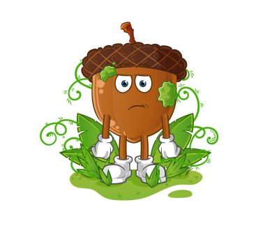 acorn head cartoon waiting too long mascot. cartoon vector