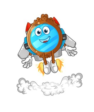 mirror with jetpack mascot. cartoon vector