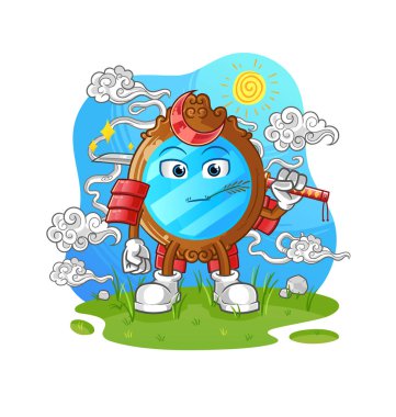 mirror samurai cartoon. cartoon mascot vector