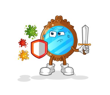 mirror against viruses cartoon. cartoon mascot vector