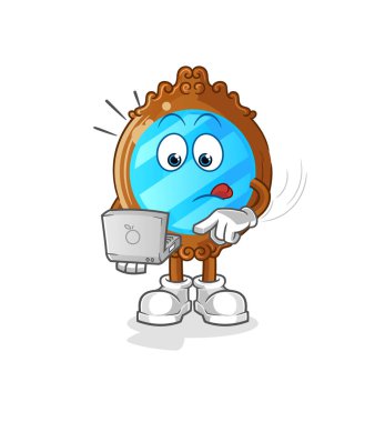 mirror with laptop mascot. cartoon vector