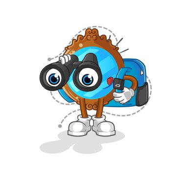 mirror with binoculars character. cartoon mascot vector