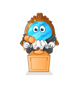 mirror judge holds gavel. character vector