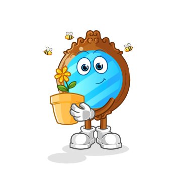 mirror with a flower pot. character vector