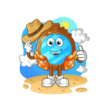 mirror go on vacation. cartoon mascot vector