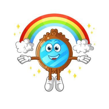 mirror with a rainbow. cartoon vector