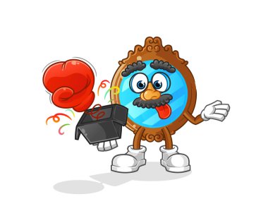 mirror prank glove in the box. cartoon mascot