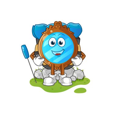 mirror go camping mascot. cartoon vector