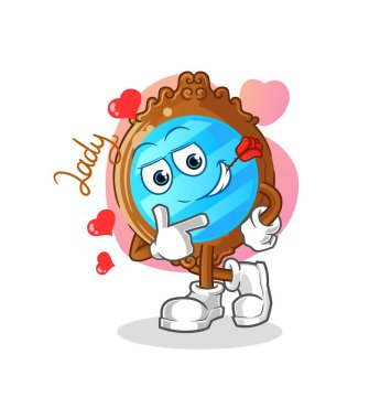 mirror flirting illustration. character vector