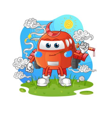 car samurai cartoon. cartoon mascot vector