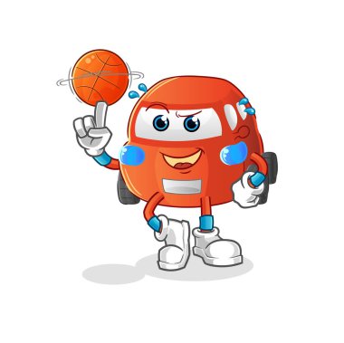 car playing basket ball mascot. cartoon vector