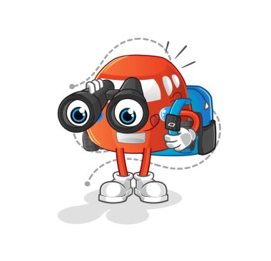 car with binoculars character. cartoon mascot vector