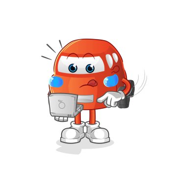 car with laptop mascot. cartoon vector