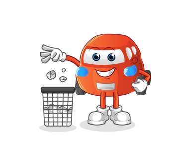 car Throw garbage mascot. cartoon vector