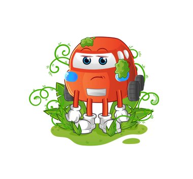 car waiting too long mascot. cartoon vector