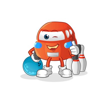 car play bowling illustration. character vector