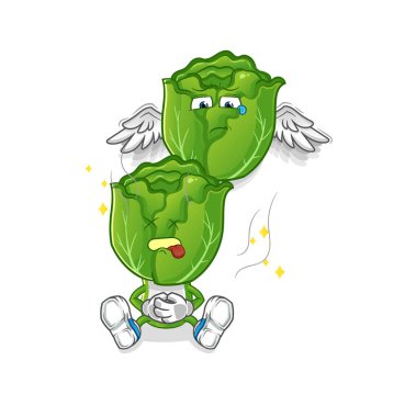 cabbage head cartoon spirit leaves the body mascot. cartoon vector