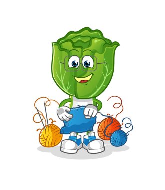 cabbage head cartoon tailor mascot. cartoon vector
